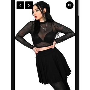 Foxblood long sleeve mesh crop top